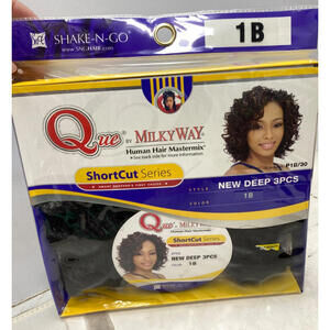 Que Milky Way Shake-N-Go Human Hair 3 piece Mastermix New Deep 1B